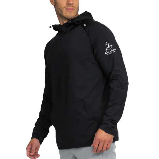 UNRL Unisex Black Crossover Hoodie II (Left Sleeve, White Logo)