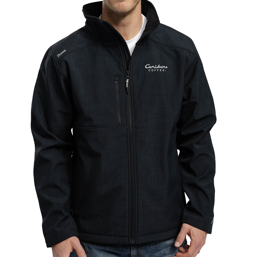 Zusa Men's Black Cross-Hatch Wanderlust Traveler Jacket (Left Chest, Silver Logo)