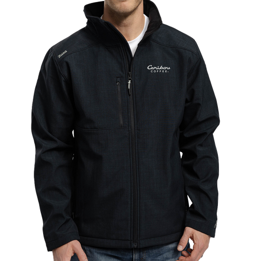 Zusa Men's Black Cross-Hatch Wanderlust Traveler Jacket (Left Chest, Silver Logo)