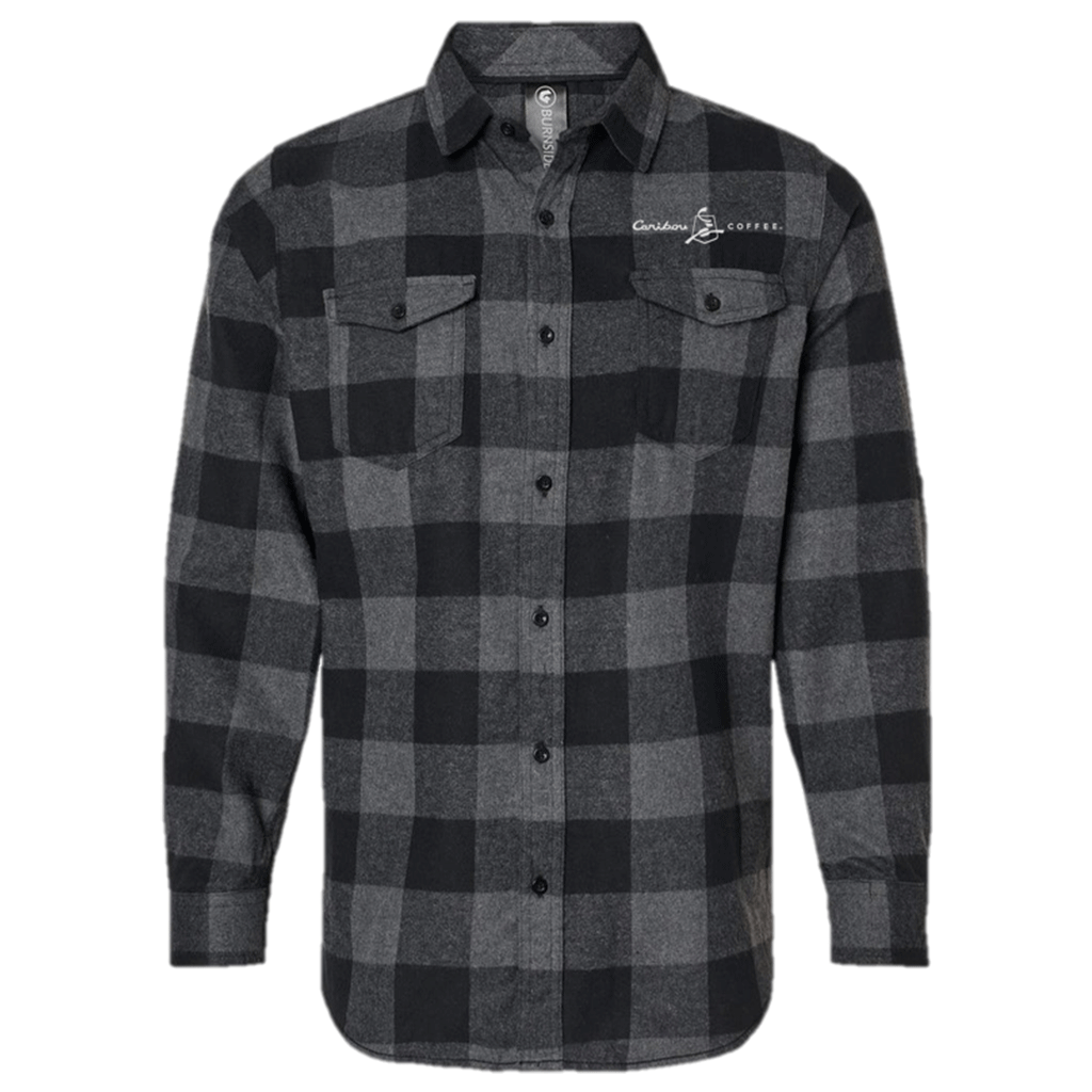 Burnside Men's Charcoal/Black Buffalo Yarn-Dyed Long Sleeve Flannel Shirt