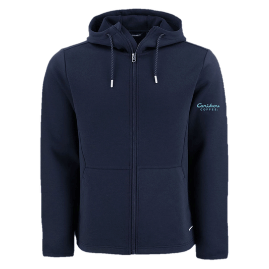 Cutter & Buck Men's Navy Blue Roam Epic Comfort Recycled Full Zip Hooded Jacket