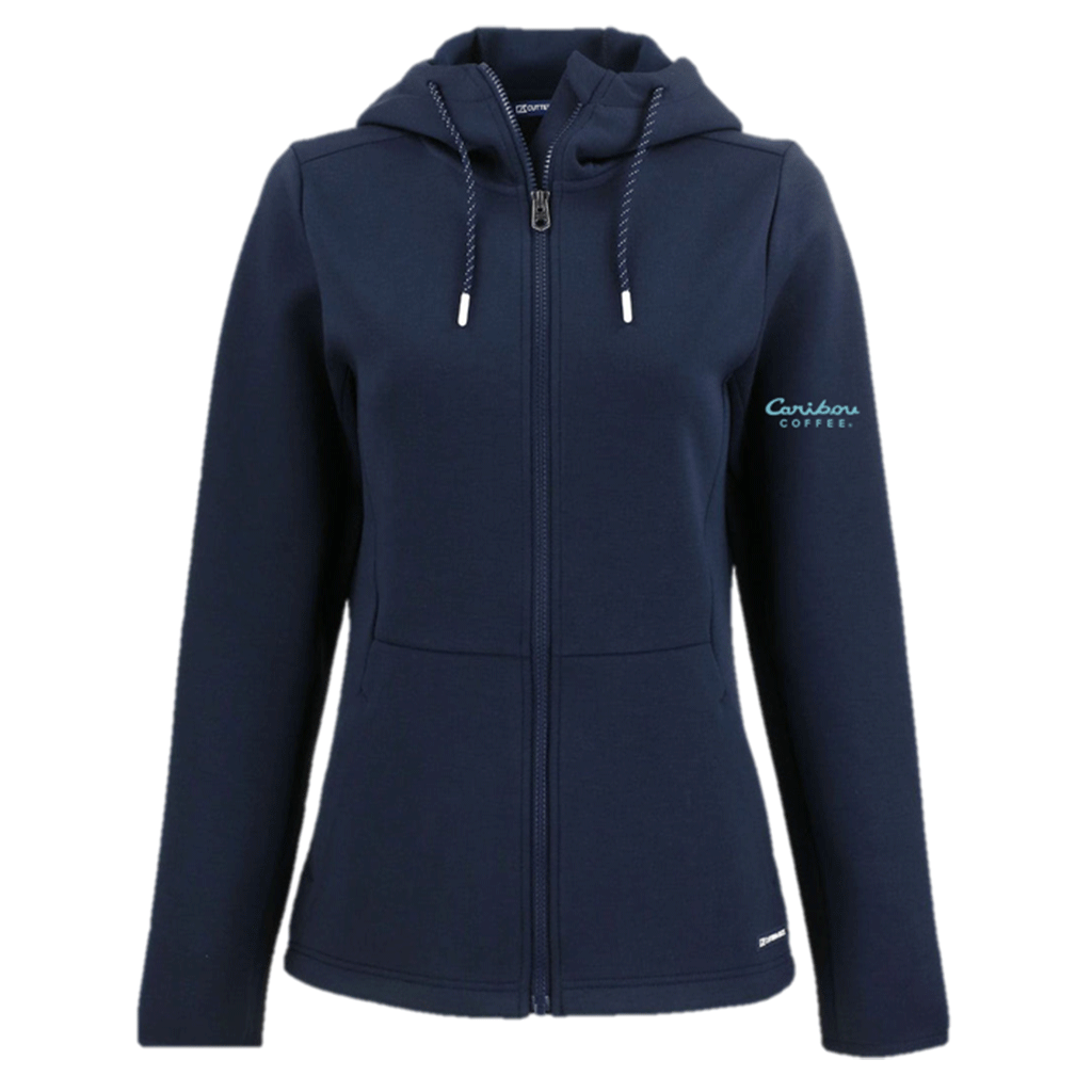 Cutter & Buck Women's Navy Blue Roam Epic Comfort Recycled Full Zip Hooded Jacket