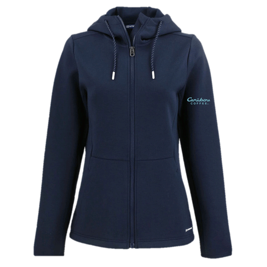 Cutter & Buck Women's Navy Blue Roam Epic Comfort Recycled Full Zip Hooded Jacket